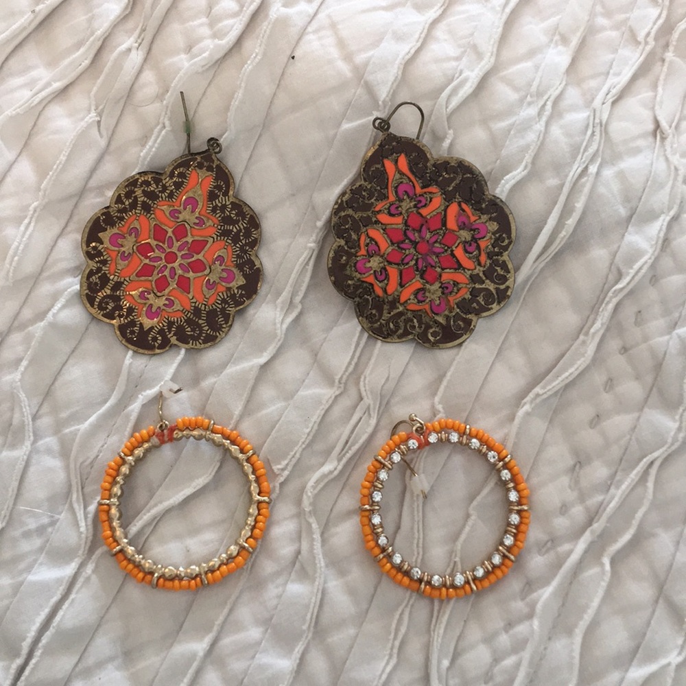 Two orange earrings